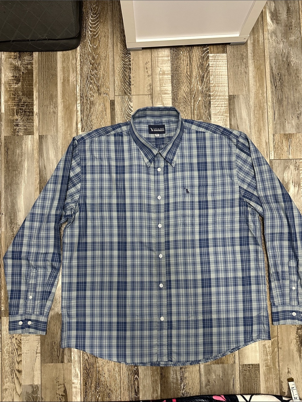 Local Boy Outfitters Long Sleeve Blue Plaid Button-Down Shirt